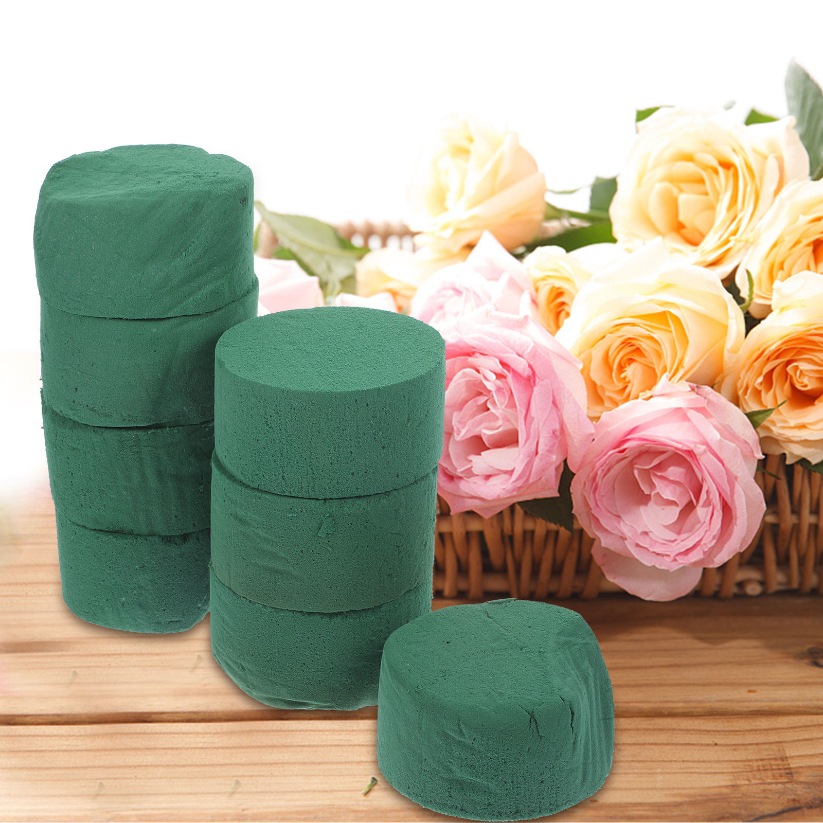 Wedding Floral Supply - 8Pcs Floral Mud Round Blocks Fresh