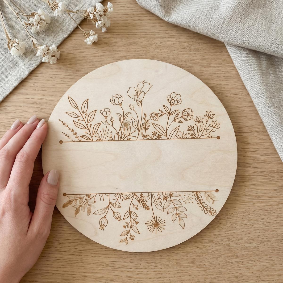 Personalized Floral Round Wood - Wedding Decoration Supply 评论和价格